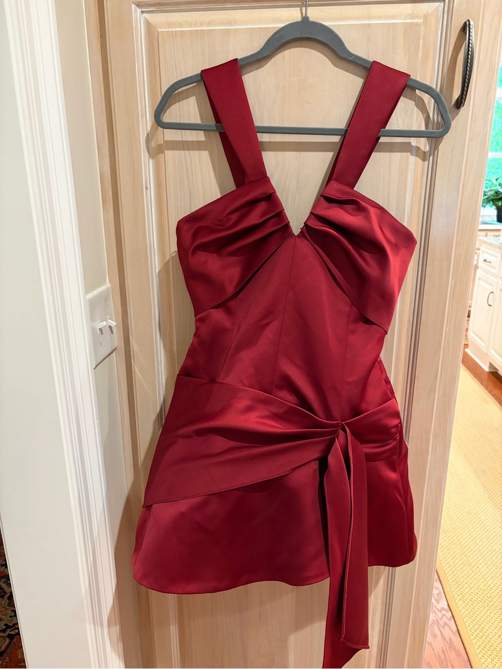 Zara Burgundy Satin Cocktail Dress